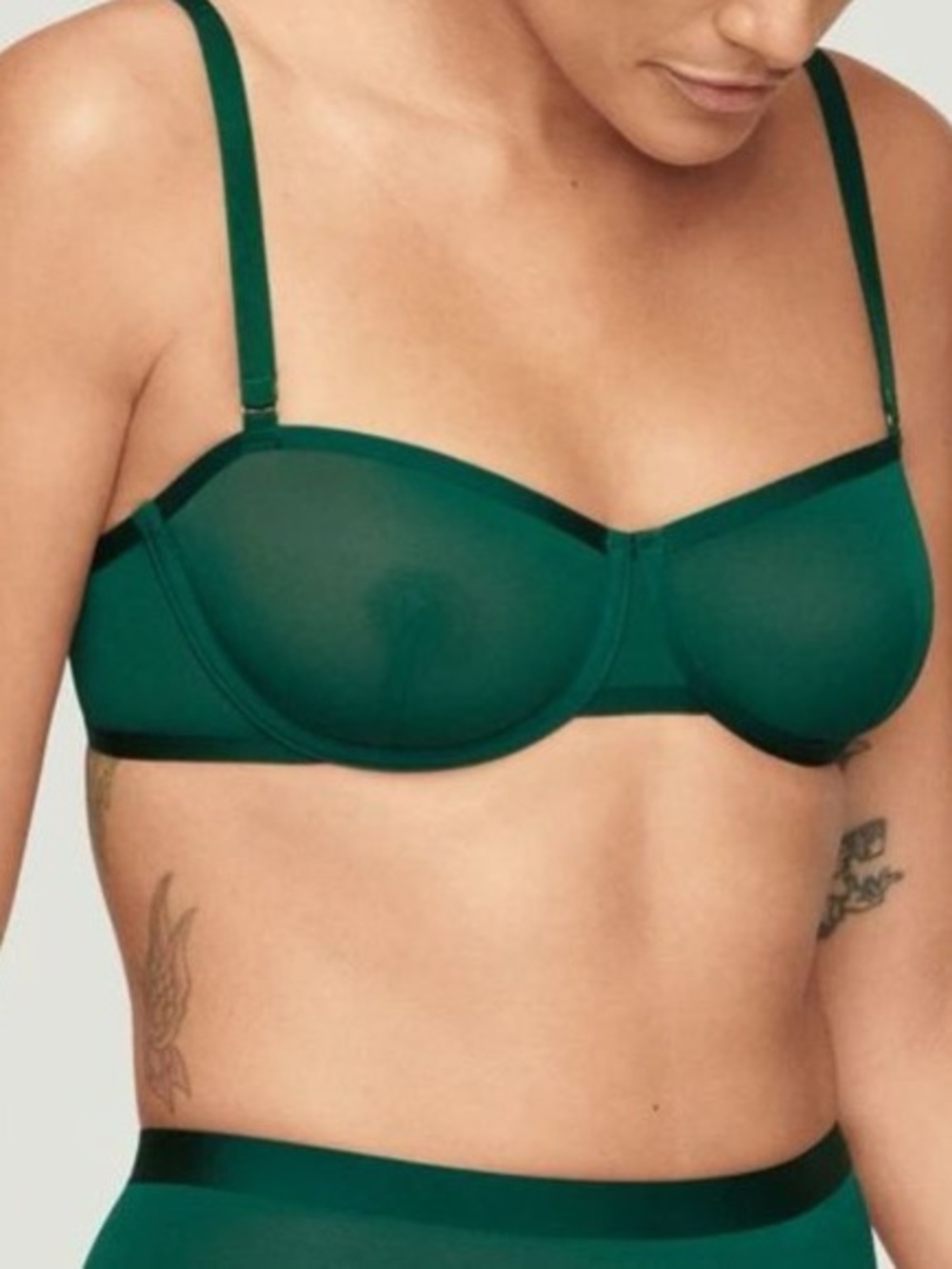 CUUP Women's The Balconette - Mesh Bra Mediterranea Green size 38D